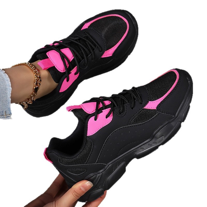 Moteriški sportiniai Dad Shoes Mid-Top batai su tinkleliu viršutine, raišteliai, kvėpuojantys, PHYLON padas