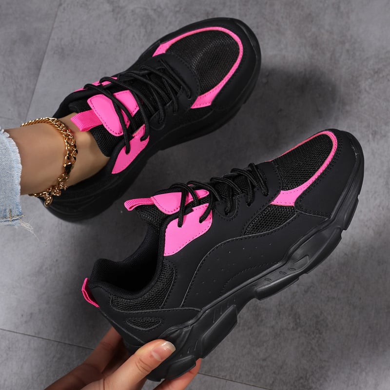 Moteriški sportiniai Dad Shoes Mid-Top batai su tinkleliu viršutine, raišteliai, kvėpuojantys, PHYLON padas