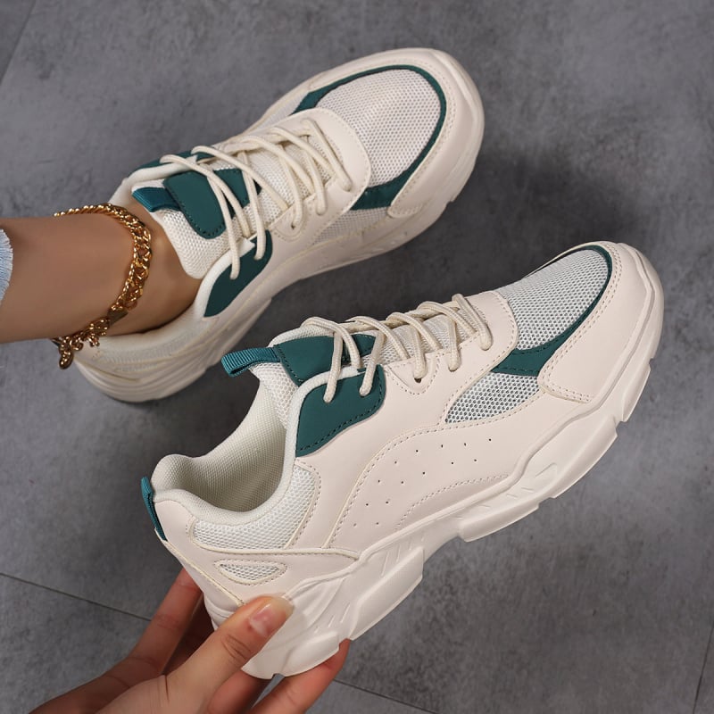 Moteriški sportiniai Dad Shoes Mid-Top batai su tinkleliu viršutine, raišteliai, kvėpuojantys, PHYLON padas