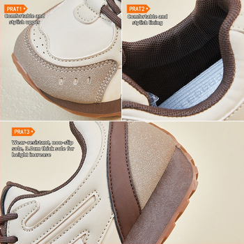 Moters Dad Shoes batai, PU viršus, apvali nosis, guminė padas, kulno aukštis 3–5 cm, aukštas viršus 3–7 cm