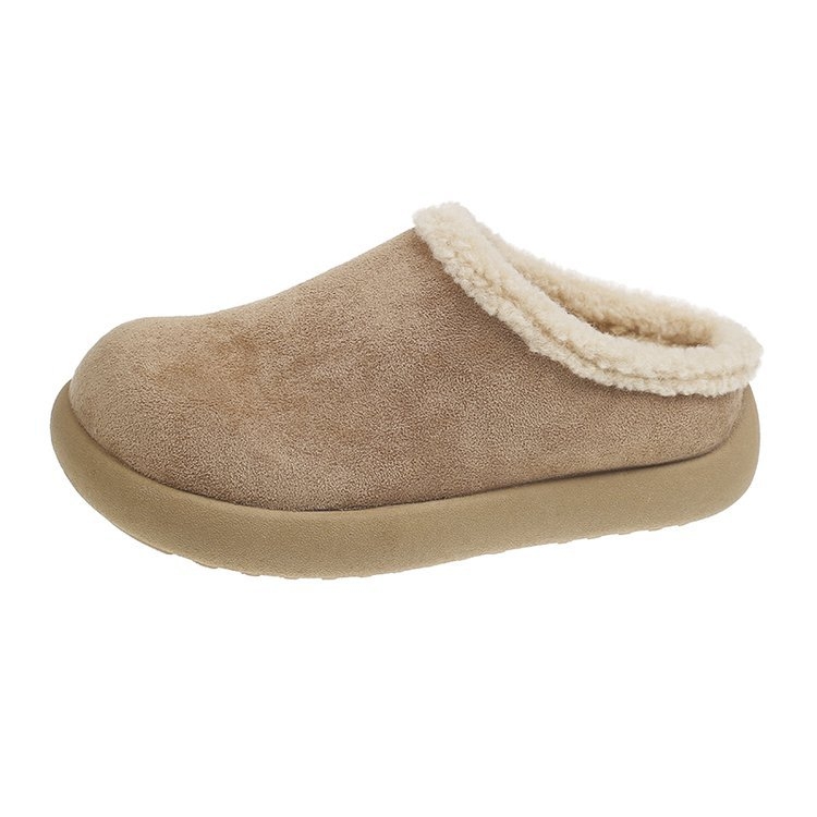 Moteriški slip-on velurų batai su dirbtiniu kailiu, guma padas, žemas kulnas