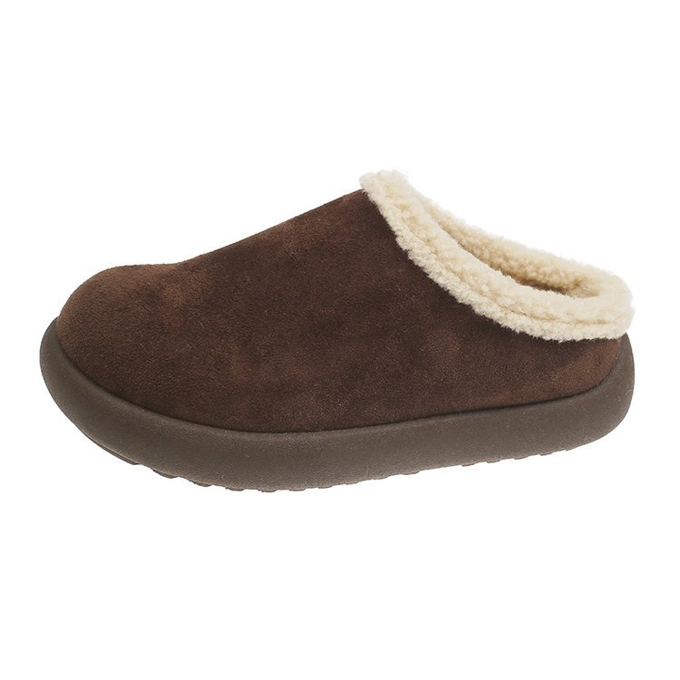 Moteriški slip-on velurų batai su dirbtiniu kailiu, guma padas, žemas kulnas