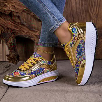 Moteriški laisvalaikio batai, pank stiliaus, aukštį didinančios sportbačiai, apvali nosis, PU viršus, grafiti raštas, žemas batų kaklelis, EVA padas, raišteliai