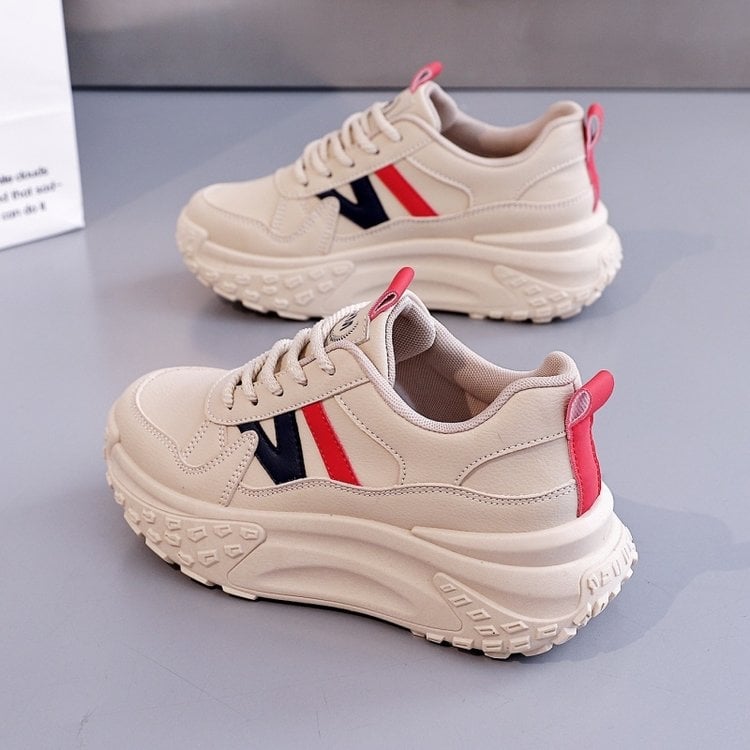 Moteriški sportiniai bateliai raišteliai, PU viršus, apvali nosis, vidutinio aukščio kulnas 3–5 cm, guma padas