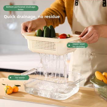 Coș extensibil pentru drenaj pentru spălarea legumelor și fructelor — Material PP, drenaj și depozitare, organizator pentru chiuvetă