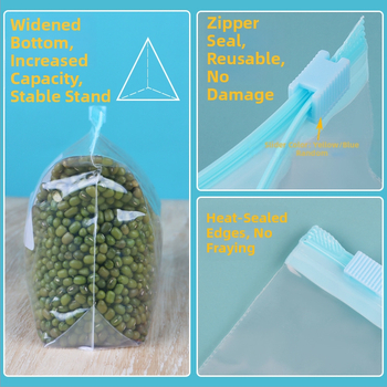 Užtrauktukų uždarymo šaldymo įdėklas iš maisto kokybės plastiko, daugkartinio naudojimo, tinkamas mikrobangų krosnelei, antibakterinis, nuo -60°C iki 100°C