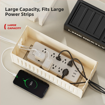 Darbo stalo kabelių laikymo dėžutė su skyriais - galima sluoksniuoti, su dangteliu, 2 L talpa