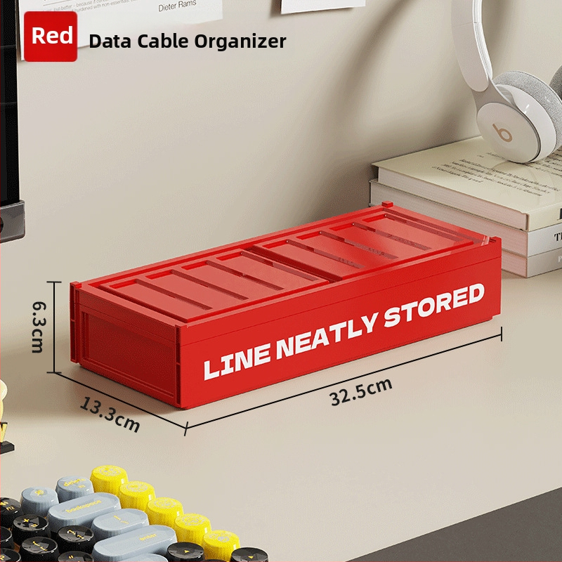 Darbo stalo kabelių laikymo dėžutė su skyriais - galima sluoksniuoti, su dangteliu, 2 L talpa