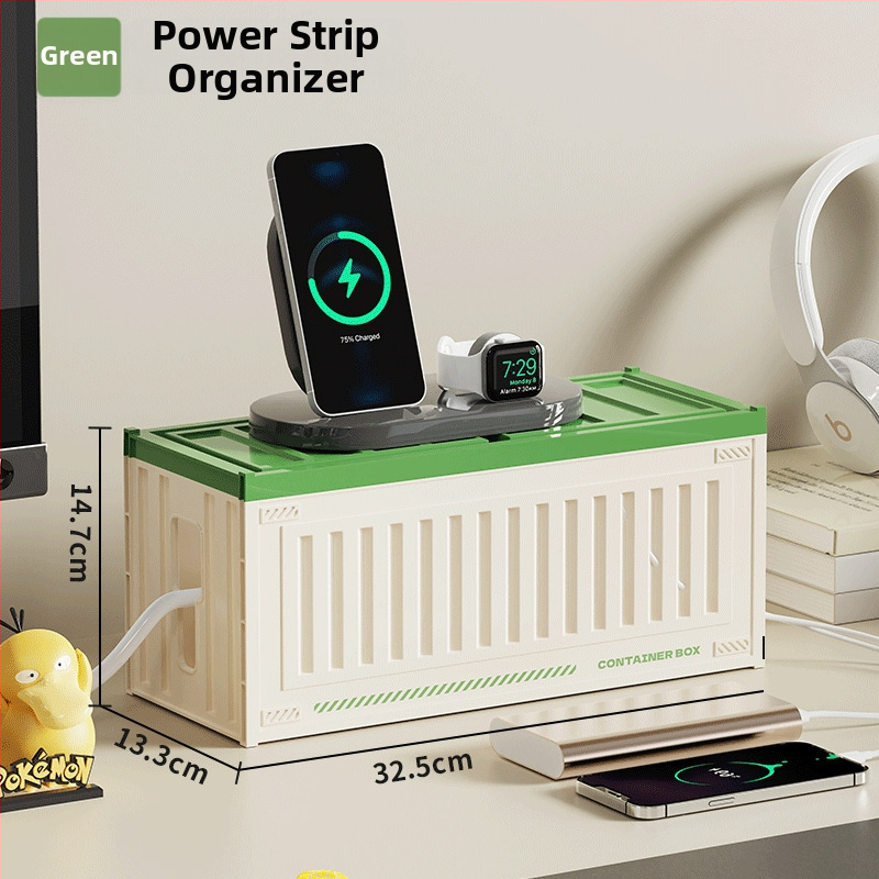 Darbo stalo kabelių laikymo dėžutė su skyriais - galima sluoksniuoti, su dangteliu, 2 L talpa