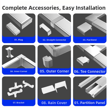 Aliuminio lydinio panelinis kabelių kanalas, paviršinis montavimas, 86 lizdas, paslėpti laidai