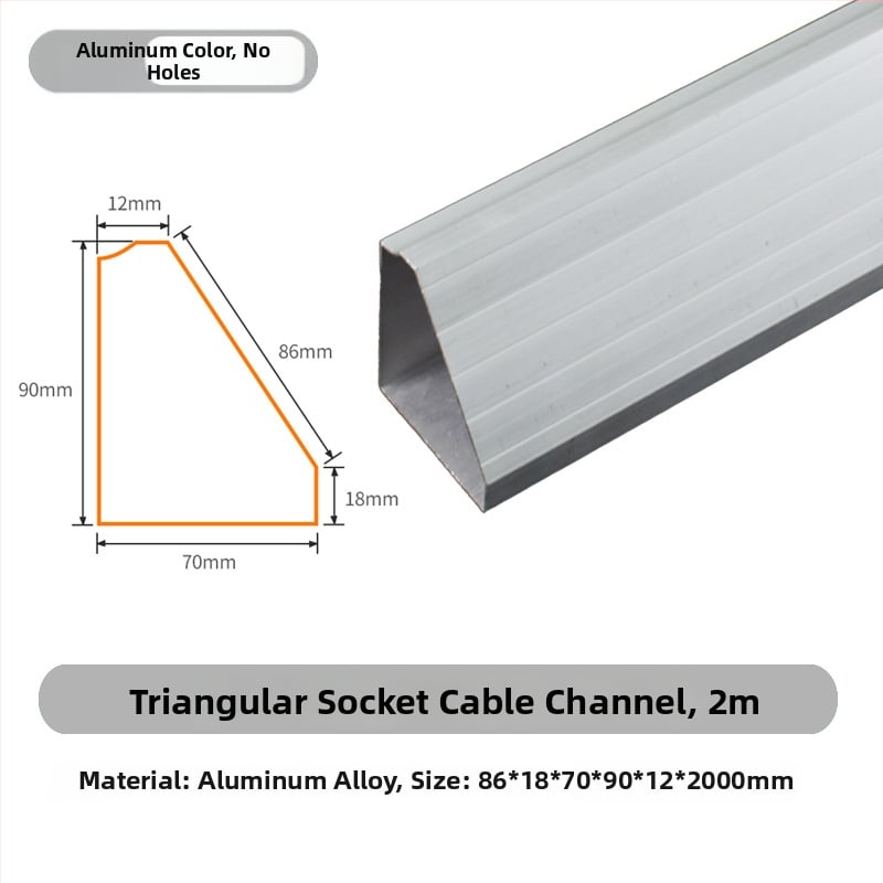 Aliuminio lydinio panelinis kabelių kanalas, paviršinis montavimas, 86 lizdas, paslėpti laidai