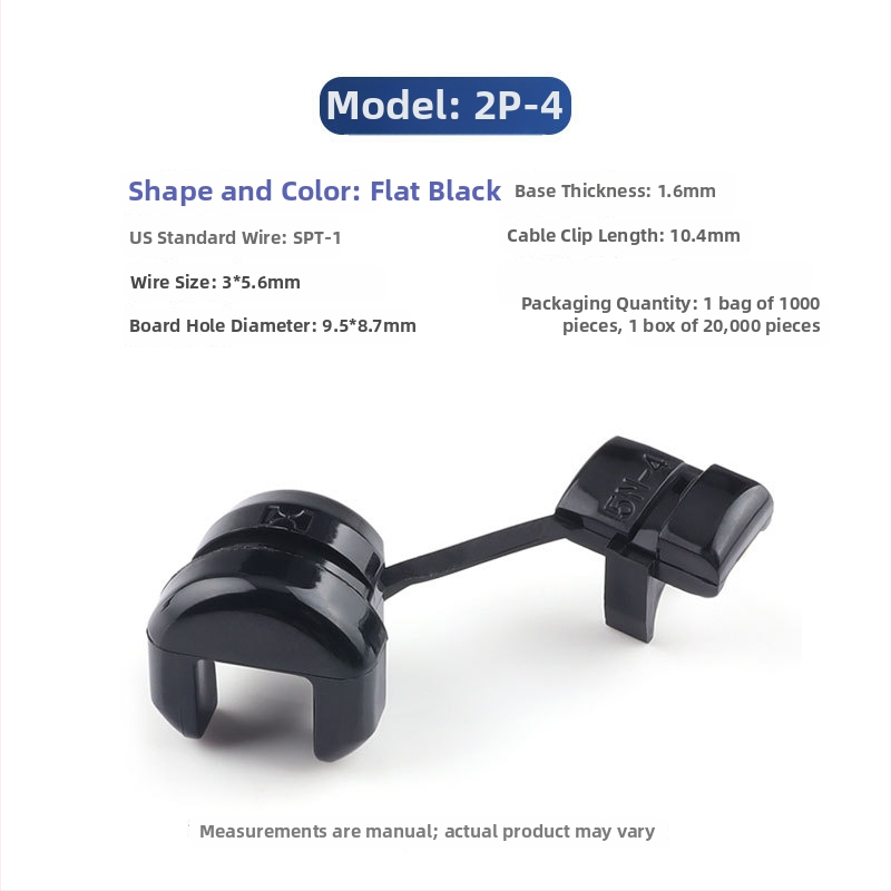 Clip de cablu de alimentare din plastic, model 4N-4, pentru cabluri rotunde și plate, protecție a instalațiilor interioare