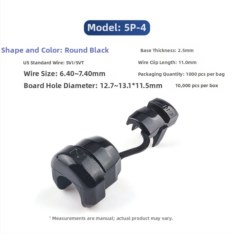 Clip de cablu de alimentare din plastic, model 4N-4, pentru cabluri rotunde și plate, protecție a instalațiilor interioare
