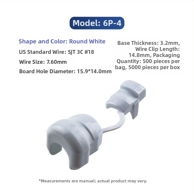 Clip de cablu de alimentare din plastic, model 4N-4, pentru cabluri rotunde și plate, protecție a instalațiilor interioare