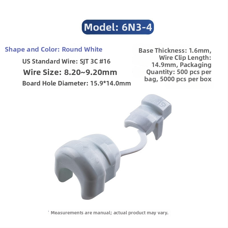 Clip de cablu de alimentare din plastic, model 4N-4, pentru cabluri rotunde și plate, protecție a instalațiilor interioare