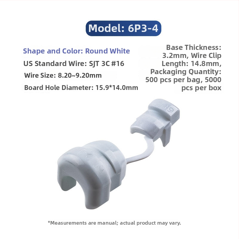 Clip de cablu de alimentare din plastic, model 4N-4, pentru cabluri rotunde și plate, protecție a instalațiilor interioare