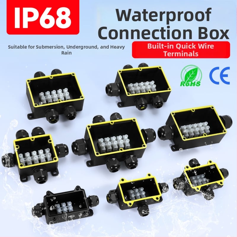 Kenaton Външна водоустойчива кутия за свързване със терминали, нейлонова огнеупорна обвивка, IP68, монтажни уши