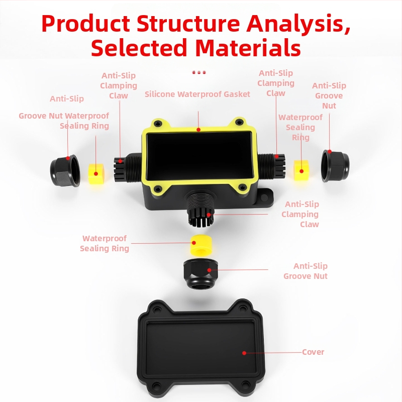 Kenaton Външна водоустойчива кутия за свързване със терминали, нейлонова огнеупорна обвивка, IP68, монтажни уши