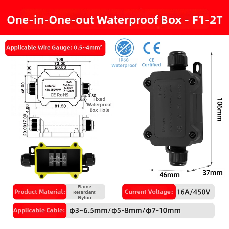 Kenaton Външна водоустойчива кутия за свързване със терминали, нейлонова огнеупорна обвивка, IP68, монтажни уши