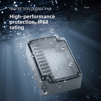 Išorinio atsparaus vandeniui jungčių dėžė su 6P terminalų bloku, kabelių sandarikliais ir ABS plastiko korpusu