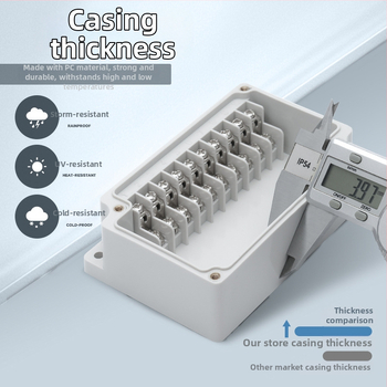 Išorinio atsparaus vandeniui jungčių dėžė su 6P terminalų bloku, kabelių sandarikliais ir ABS plastiko korpusu