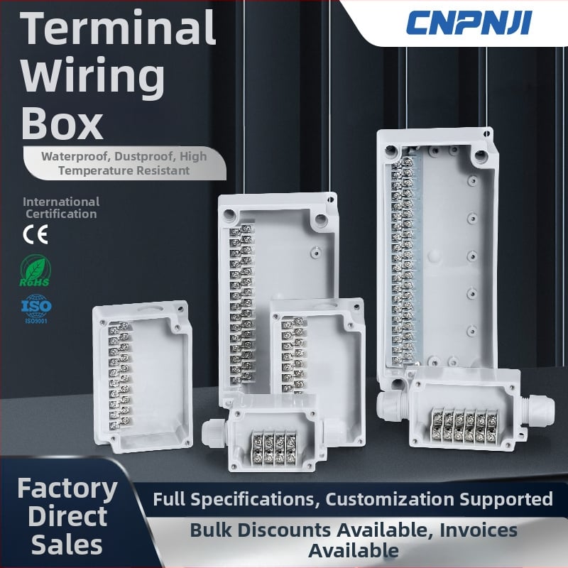 Išorinio atsparaus vandeniui jungčių dėžė su 6P terminalų bloku, kabelių sandarikliais ir ABS plastiko korpusu