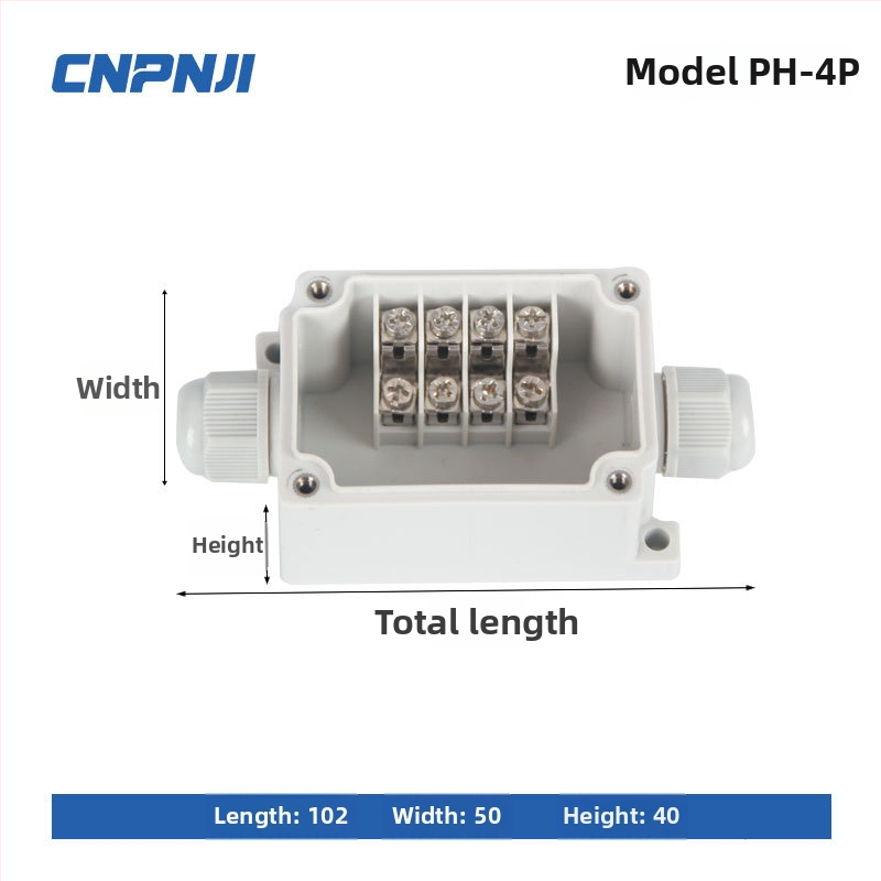 Išorinio atsparaus vandeniui jungčių dėžė su 6P terminalų bloku, kabelių sandarikliais ir ABS plastiko korpusu