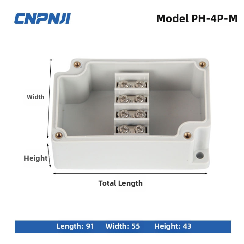 Išorinio atsparaus vandeniui jungčių dėžė su 6P terminalų bloku, kabelių sandarikliais ir ABS plastiko korpusu
