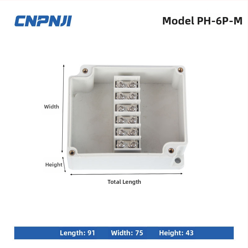 Išorinio atsparaus vandeniui jungčių dėžė su 6P terminalų bloku, kabelių sandarikliais ir ABS plastiko korpusu