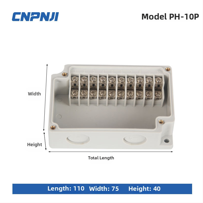 Išorinio atsparaus vandeniui jungčių dėžė su 6P terminalų bloku, kabelių sandarikliais ir ABS plastiko korpusu