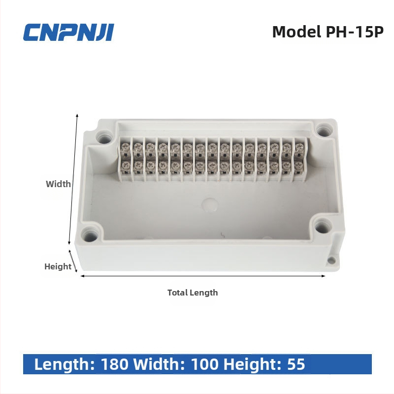 Išorinio atsparaus vandeniui jungčių dėžė su 6P terminalų bloku, kabelių sandarikliais ir ABS plastiko korpusu