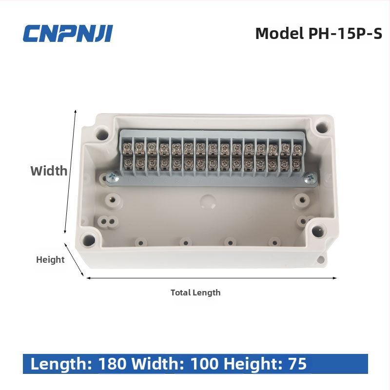 Išorinio atsparaus vandeniui jungčių dėžė su 6P terminalų bloku, kabelių sandarikliais ir ABS plastiko korpusu
