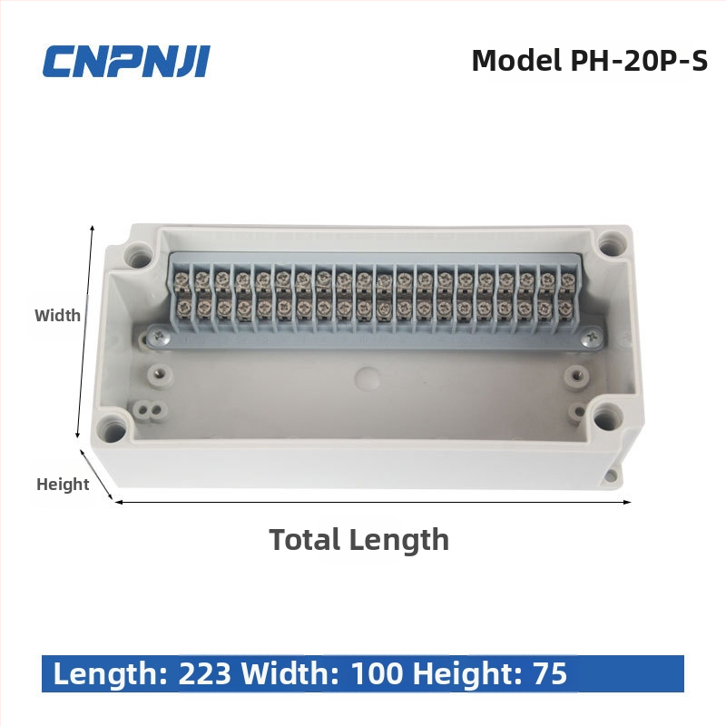 Išorinio atsparaus vandeniui jungčių dėžė su 6P terminalų bloku, kabelių sandarikliais ir ABS plastiko korpusu