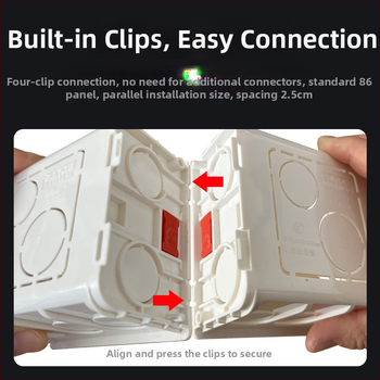 86 tipo universalus jungčių dėžė lizdams ir jungikliams – paslėpta arba paviršiaus montavimas – namų ir pramonės naudojimui.