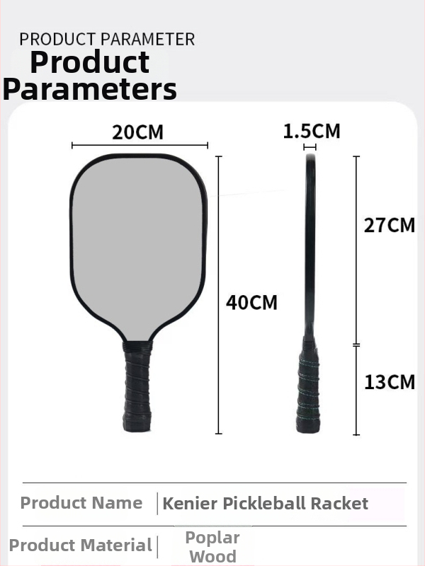 Pickleball nūja no stikla šķiedras, iekšējai un ārējai lietošanai, pielāgojama; svars 280 g (viena sitiena) vai 760 g (pilns komplekts); zīmols Kenier