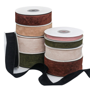 Двустранна велурена лента в корейски стил, найлон, за DIY панделки и аксесоари за коса