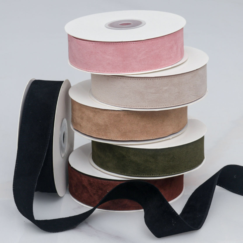 Двустранна велурена лента в корейски стил, найлон, за DIY панделки и аксесоари за коса