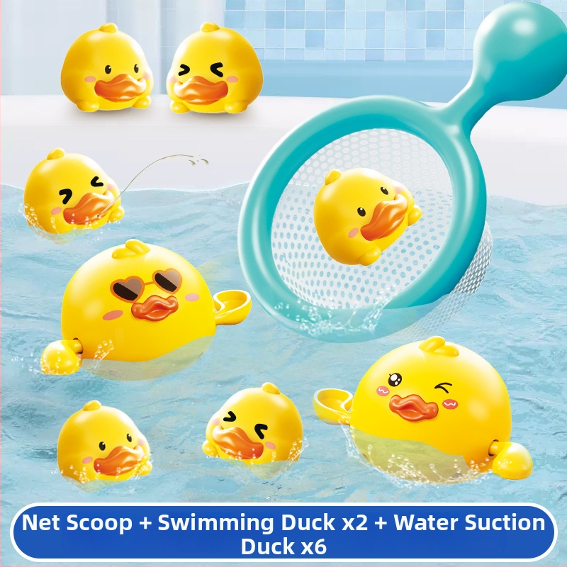 Vannas rotaļlietu komplekts ar pīli — plastmasas ūdens rotaļlietas bērniem; veicina jutīgumu, kognitīvo attīstību un roku- acu koordināciju; piemērots vecumam 4–6 gadiem.