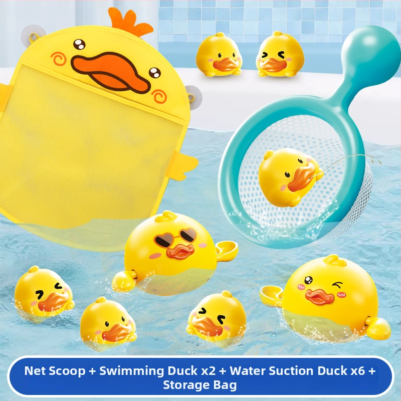 Vannas rotaļlietu komplekts ar pīli — plastmasas ūdens rotaļlietas bērniem; veicina jutīgumu, kognitīvo attīstību un roku- acu koordināciju; piemērots vecumam 4–6 gadiem.