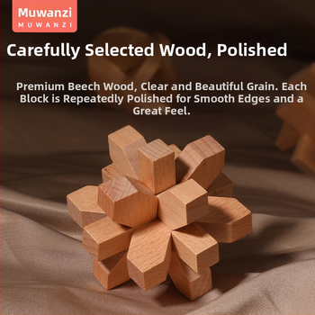 Medinė Kongming Lock/Luban Lock dėlionė – rankų ir proto ugdymui vaikams 4–6 m., OEM logotipo pritaikymas