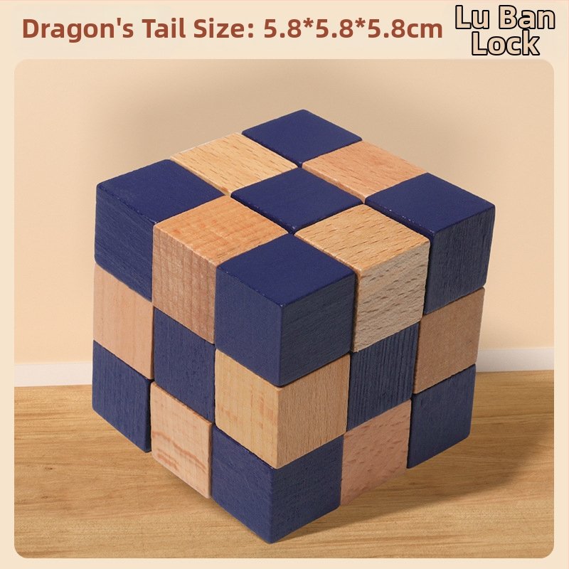 Medinė Kongming Lock/Luban Lock dėlionė – rankų ir proto ugdymui vaikams 4–6 m., OEM logotipo pritaikymas