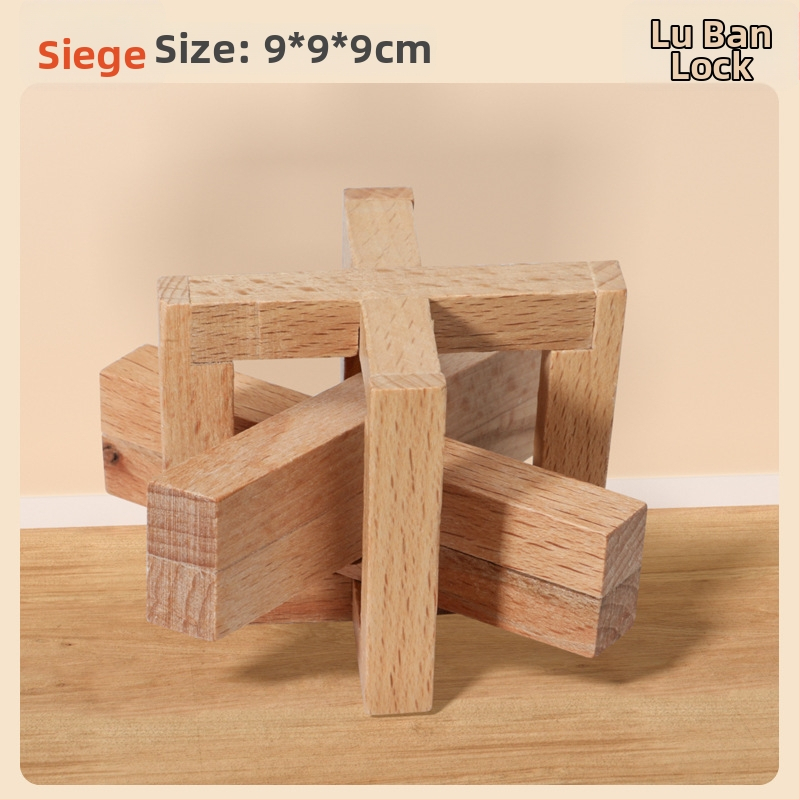 Medinė Kongming Lock/Luban Lock dėlionė – rankų ir proto ugdymui vaikams 4–6 m., OEM logotipo pritaikymas