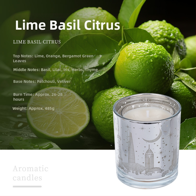 Aromaterapijas svece no sojas vaska, krūzes formā, ar izgriezto orientālo perlī LED gaismu un logotipu