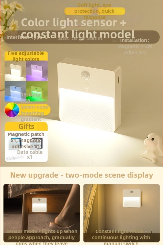 Judėjimo jutiklio naktinė lemputė koridoriui – automatinis įjungimas, balso valdymas (Prekės ženklas Really Bright, Modelis 03, OEM apdorojimas, MOQ 1, Stilius paprastas ir modernus)