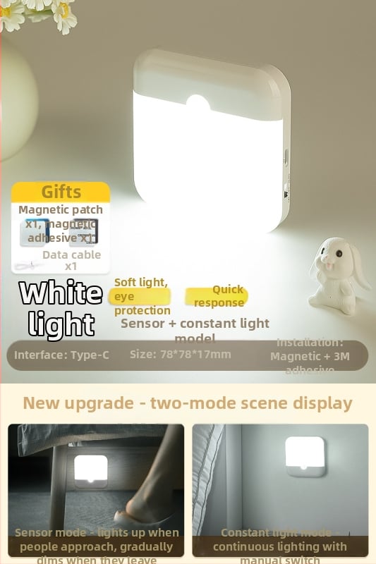Judėjimo jutiklio naktinė lemputė koridoriui – automatinis įjungimas, balso valdymas (Prekės ženklas Really Bright, Modelis 03, OEM apdorojimas, MOQ 1, Stilius paprastas ir modernus)