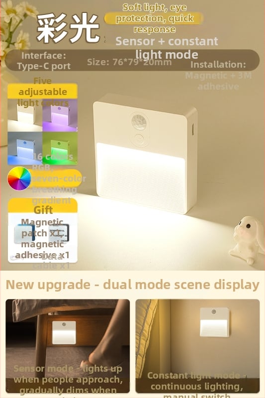 Judėjimo jutiklio naktinė lemputė koridoriui – automatinis įjungimas, balso valdymas (Prekės ženklas Really Bright, Modelis 03, OEM apdorojimas, MOQ 1, Stilius paprastas ir modernus)