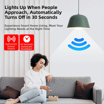 Lampa LED cu senzor radar și control vocal, bază E27, CRI 70-80, garanție 3 ani