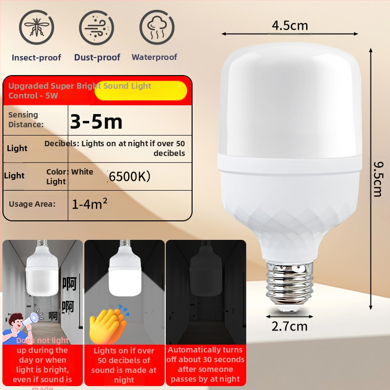 Lampa LED cu senzor radar și control vocal, bază E27, CRI 70-80, garanție 3 ani