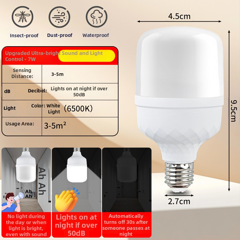 Lampa LED cu senzor radar și control vocal, bază E27, CRI 70-80, garanție 3 ani