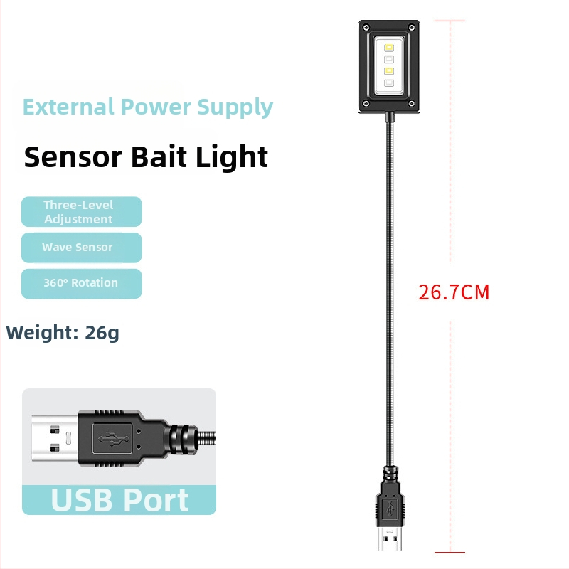 LED masalų lemputė su indukciniu maitinimu naktinei žvejybai – įkraunama, ABS korpusas
